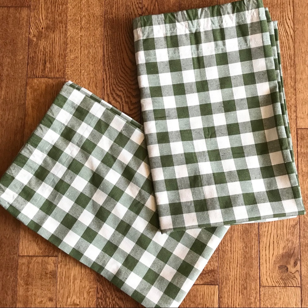 Buffalo Plaid Curtain Panels, Sage and Ivory